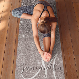 Tapis De Yoga Parties scintillant gris moderne éclabousser Nom p