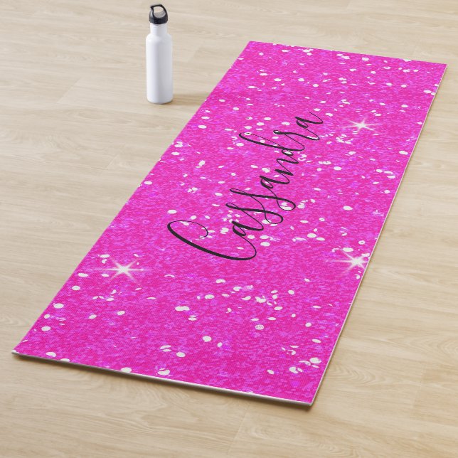Tapis De Yoga Parties scintillant Hot Pink personnalisée tendanc (En situation)