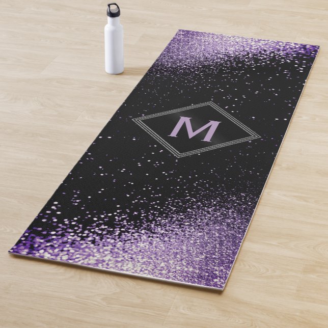 Tapis De Yoga Parties scintillant Monogram Purple Faux (En situation)