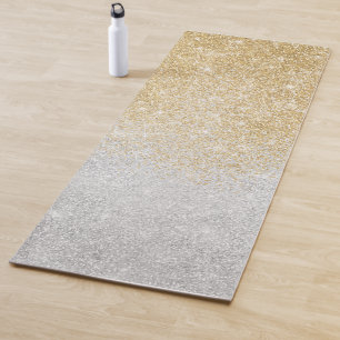Tapis De Yoga Parties scintillant or et argent Ombre design de l