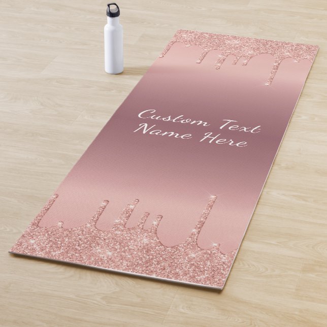 Tapis De Yoga Parties scintillant or rose Nom du texte personnal (En situation)
