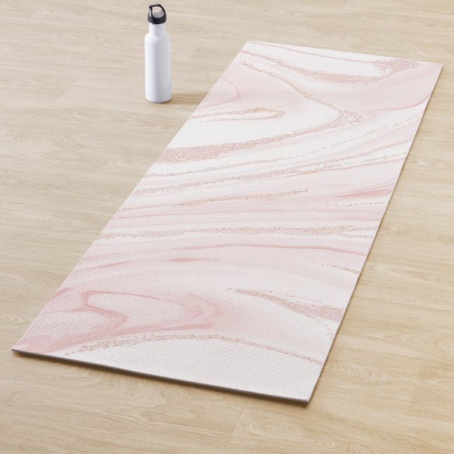 Tapis De Yoga Parties scintillant rose moderne marbre (En situation)