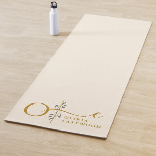 Tapis de Yoga Pastel à Monogramme Botanique