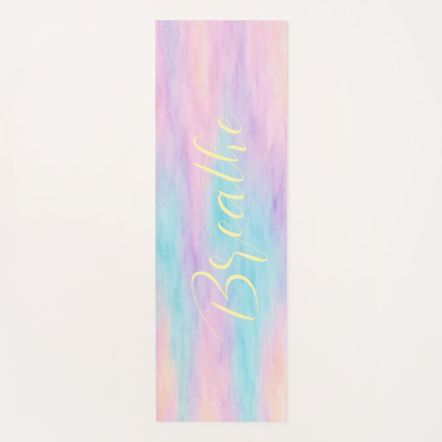 Tapis De Yoga Pastel Aquarelle "Respire" Yoga Mat (Devant)