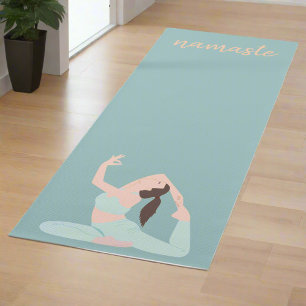 Tapis De Yoga Pastel Blue Women Exercice Poses Namaste Yogi
