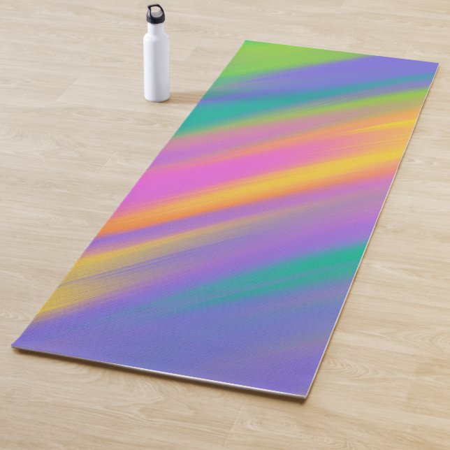 Tapis De Yoga Pastel couleurs rayures (En situation)