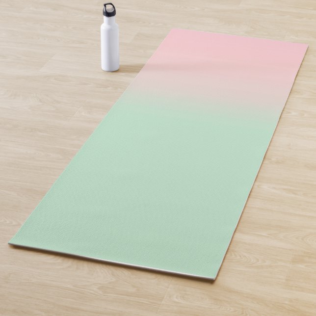 Tapis De Yoga Pastel esthétique Muet Gradient Rose Mint Vert (En situation)