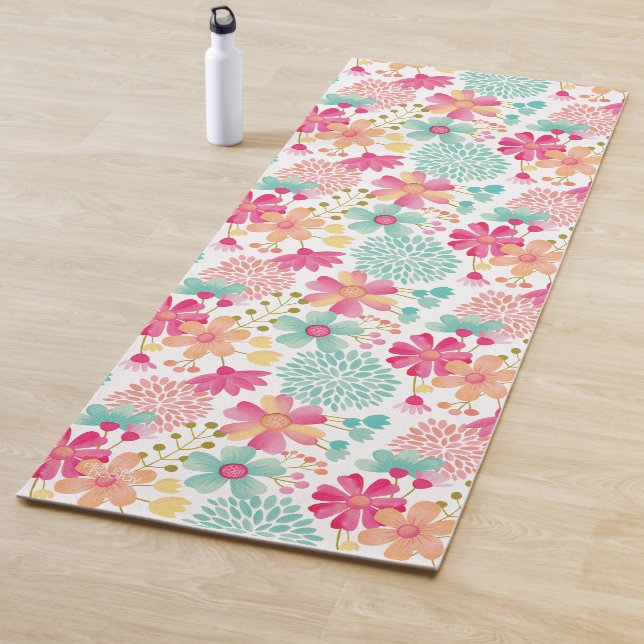 Tapis De Yoga Pastel Floral Designer Yoga Exercice Floor Mat (En situation)