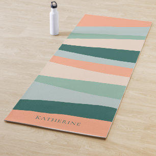Tapis De Yoga Pastel Grandes Géométriques Monnaie Verte