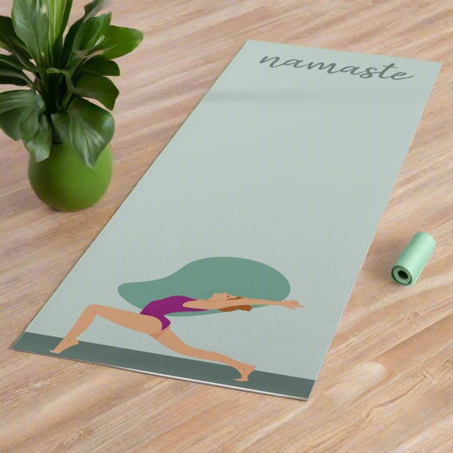 Tapis De Yoga Pastel Green Femmes Poses Exercices Namaste Yogi (Créateur téléchargé)
