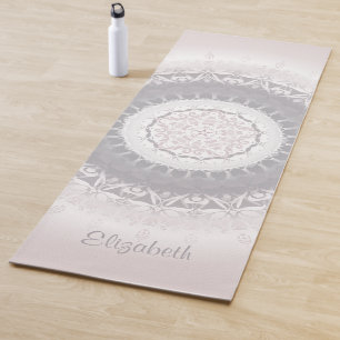 Tapis De Yoga Pastel Pink Blush Mandala Monogram