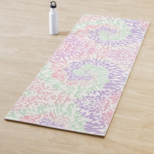 Tapis De Yoga Pastel Spiral Shibori Floral Tie Dye Hippie Retro