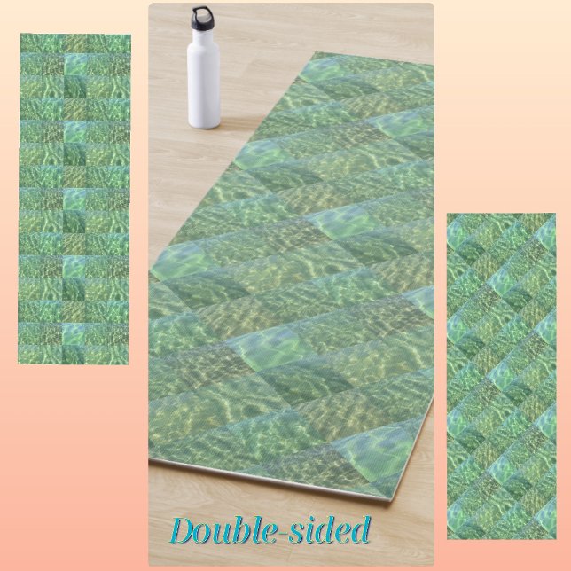 Tapis De Yoga Patchwork Seafoam et Ocean Green Water Boho Chic (Créateur téléchargé)