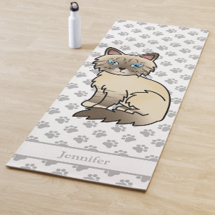 Tapis De Yoga Patte de tabby chocolat Birman/Ragdoll & Nom
