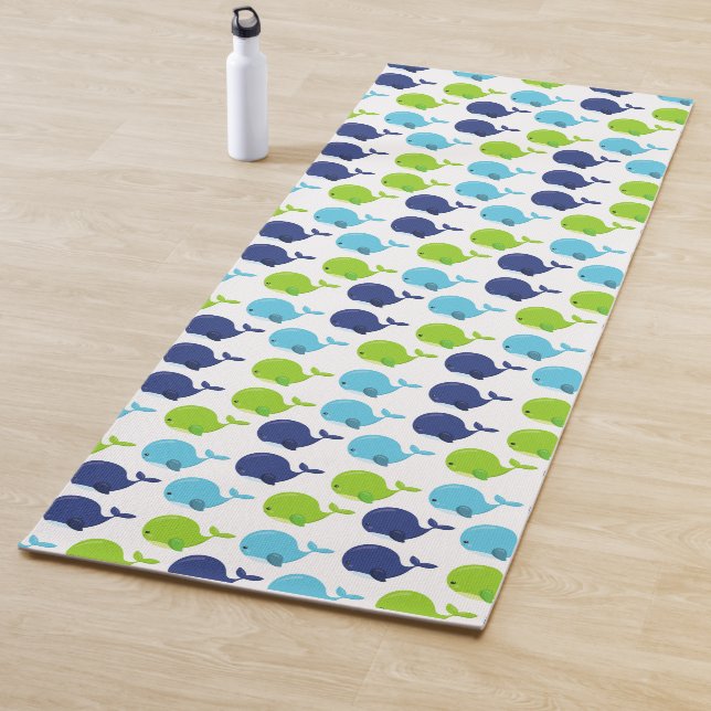 Tapis De Yoga Pattern of Whales, Cute Whales, Sea Animals (En situation)