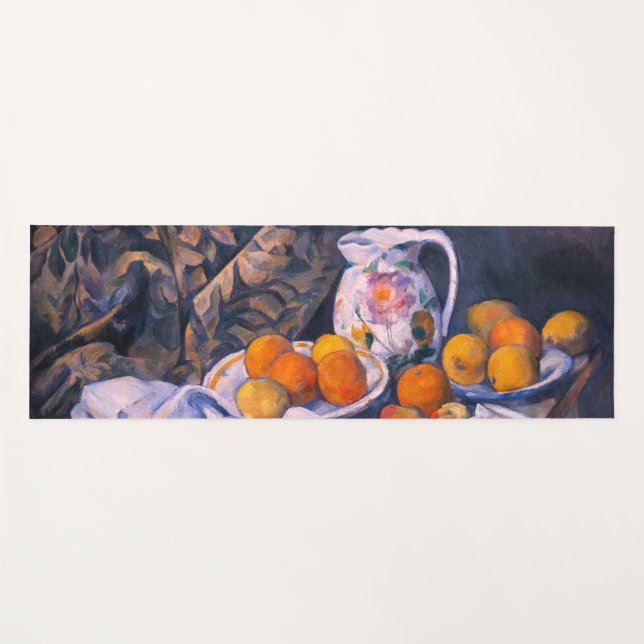 Tapis De Yoga Paul Cezanne - La vie morte avec un rideau (Devant (Horizontal))