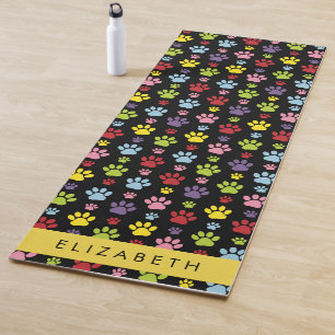 Tapis De Yoga Paws Colorés, Motif Paw, Paws Chiens, Votre Nom