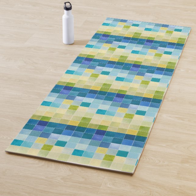 Tapis De Yoga Paysage avec des Carrés multicolores (En situation)
