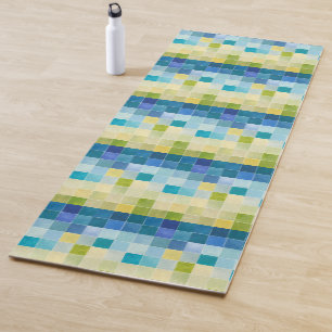 Tapis De Yoga Paysage avec les carrés Pixilated multicolores
