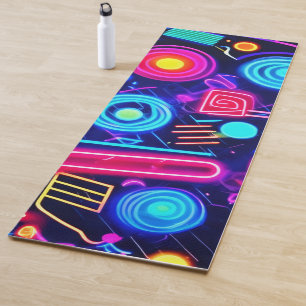 Tapis De Yoga Paysage de rêve néon : un art abstrait vibrant