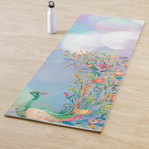 Peacock bleu rose Yoga Mat