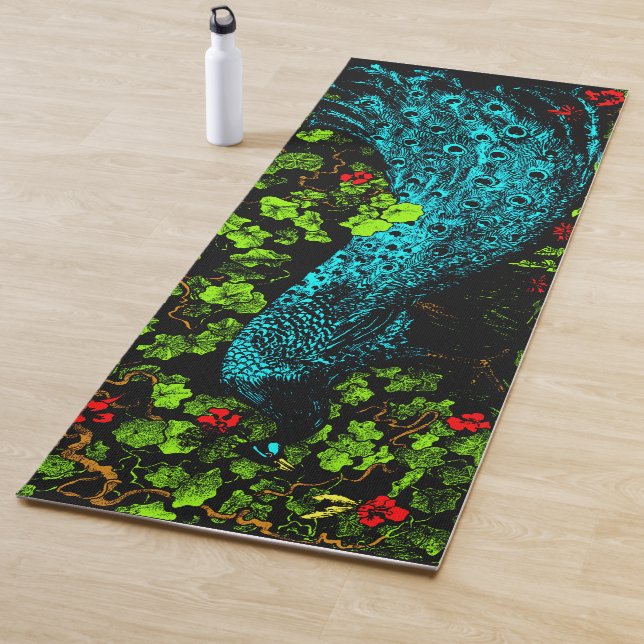 Tapis De Yoga Peacock et Butterfly de style Art nouveau néerland (En situation)