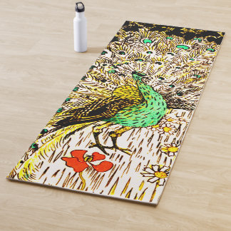 Tapis De Yoga Peacock et Owls Art nouveau néerlandais