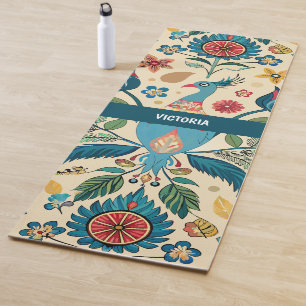 Tapis De Yoga Peacock Fest Floral Motif personnalisé