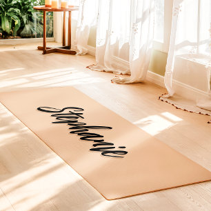 Tapis De Yoga Pêche Douce Et Noir Nom Personnalisé Simple