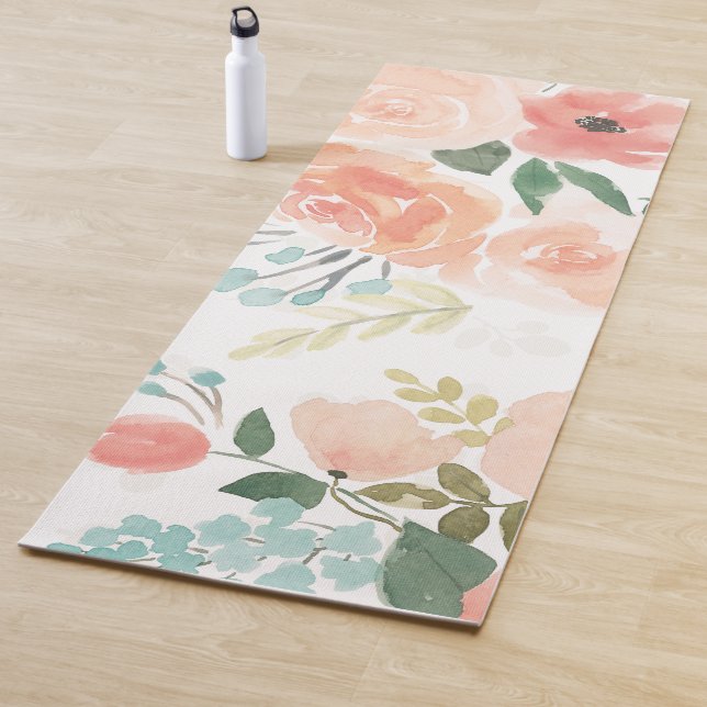 Tapis De Yoga Pêche en pastel de floraison du plaisir | (En situation)