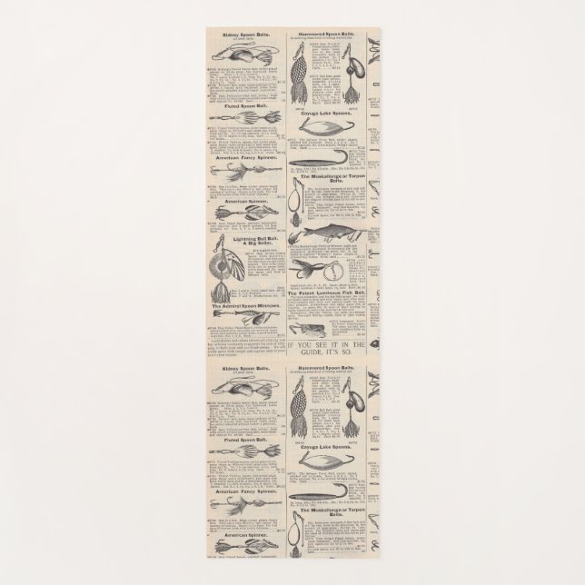 Tapis De Yoga Pêche vintage leures : pêcheur d'antiquité des ann (Devant)