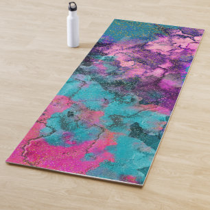 Tapis De Yoga Peinture Abstraite Cosmique aux Couleurs d'Aquarel
