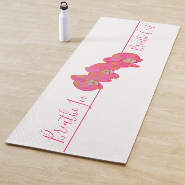 Tapis De Yoga Peinture d'aquarelle romantique à l'orchidée rose (En situation)