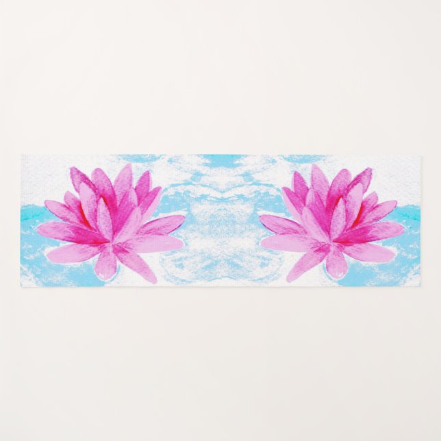 Tapis De Yoga Peinture de lotus rose paisible (Devant (Horizontal))