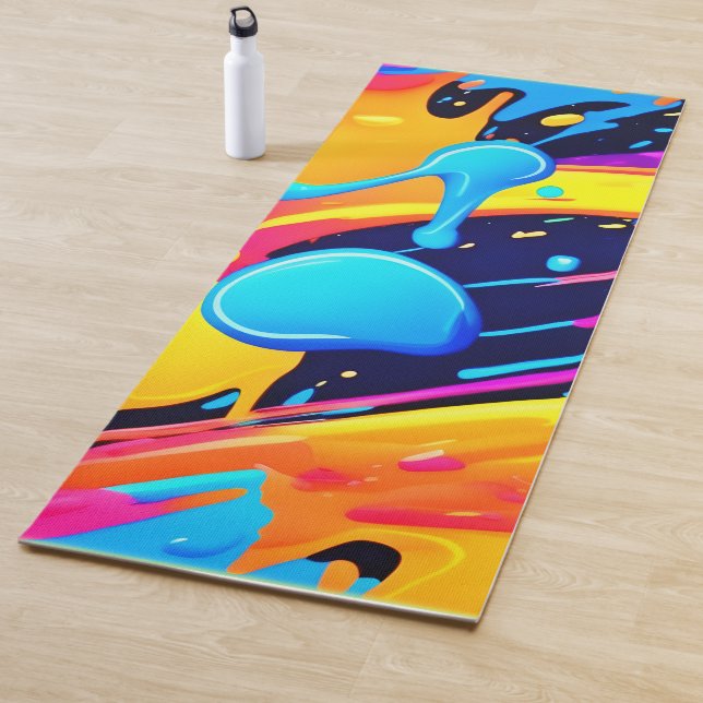 Tapis De Yoga Peinture de Neon Splatter (En situation)