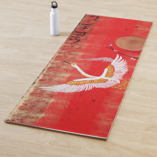 Tapis De Yoga Peinture rouge japonaise du Japon Sakura du soleil