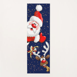 Tapis De Yoga Père Noël et Reindeer Joyeux Noël Joyeux dessin an
