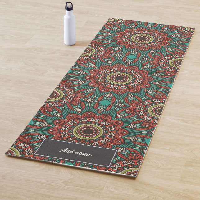 Tapis De Yoga Pères de la vie Mandala motif rétro nom personnali (En situation)