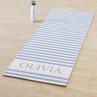 Tapis De Yoga Personalised Blue and white stripes beach house 