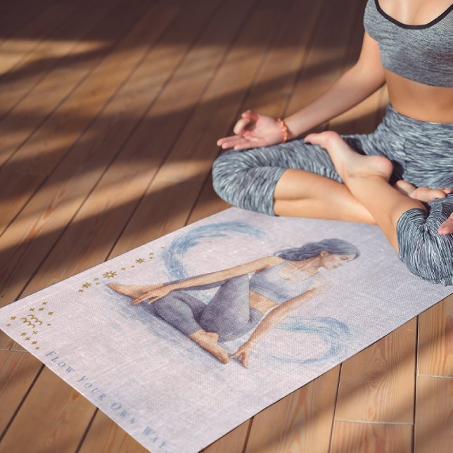 Tapis De Yoga Personalized Illustrated Aquarius Zodiac Quote (Créateur téléchargé)