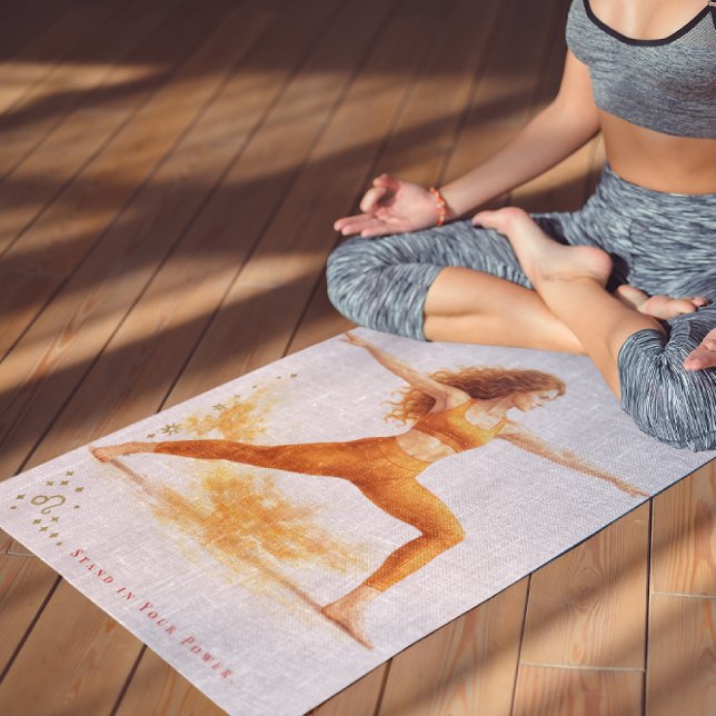 Tapis De Yoga Personalized Illustrated Leo Zodiac Quote (Créateur téléchargé)