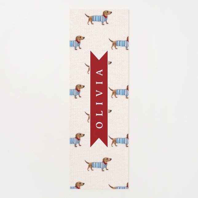 Tapis De Yoga Personalized Preppy Cute Dachshund Dog Pattern (Devant)