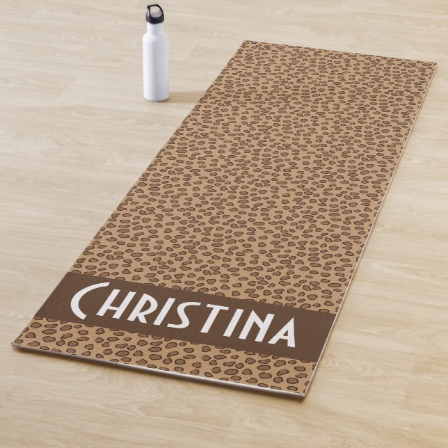 Tapis De Yoga Personnalisation du Motif Brown Empreinte de léopa (En situation)