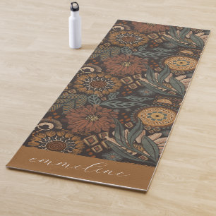 Tapis De Yoga Personnalisé Botanique Foncé Terreux