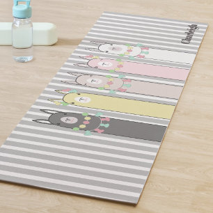 Tapis De Yoga Personnalisé Cute Retro Colorful Llamas Girl