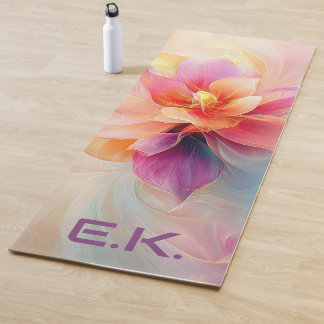 Tapis de Yoga Personnalisé Floral Aquarelle Élégan