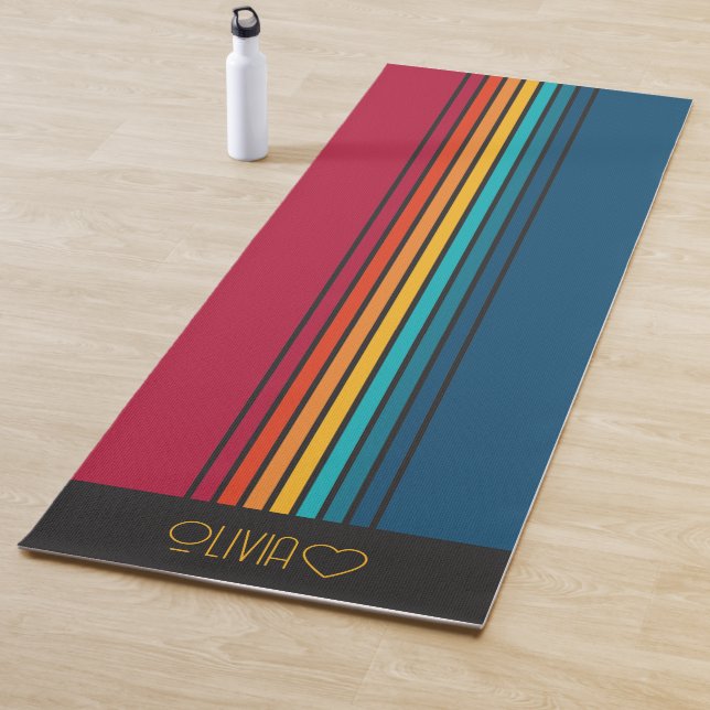 Tapis De Yoga Personnalisé Monogramme Coloré Divisé (En situation)