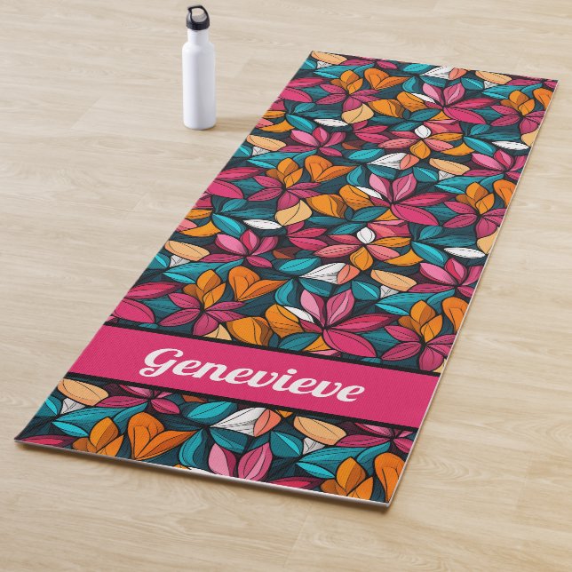 Tapis De Yoga Personnalisé Namaste Fantastique motif floral (En situation)