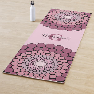 Tapis De Yoga Personnalisé Radiant Dusky Rose Floral Dot Mandala