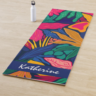 Tapis De Yoga Personnalisé tropical lumineux coloré floral